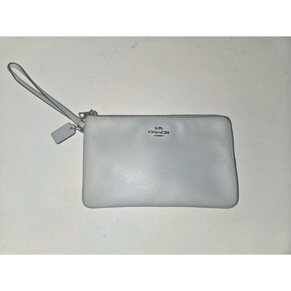 Coach Wristlet Wallet Double Zipper Light Blue 8x5 - Picture 11 of 11